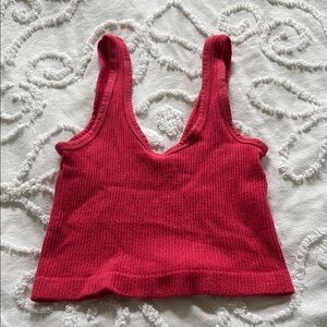 Forever 21 Red Ribbed Knit Women's Tank